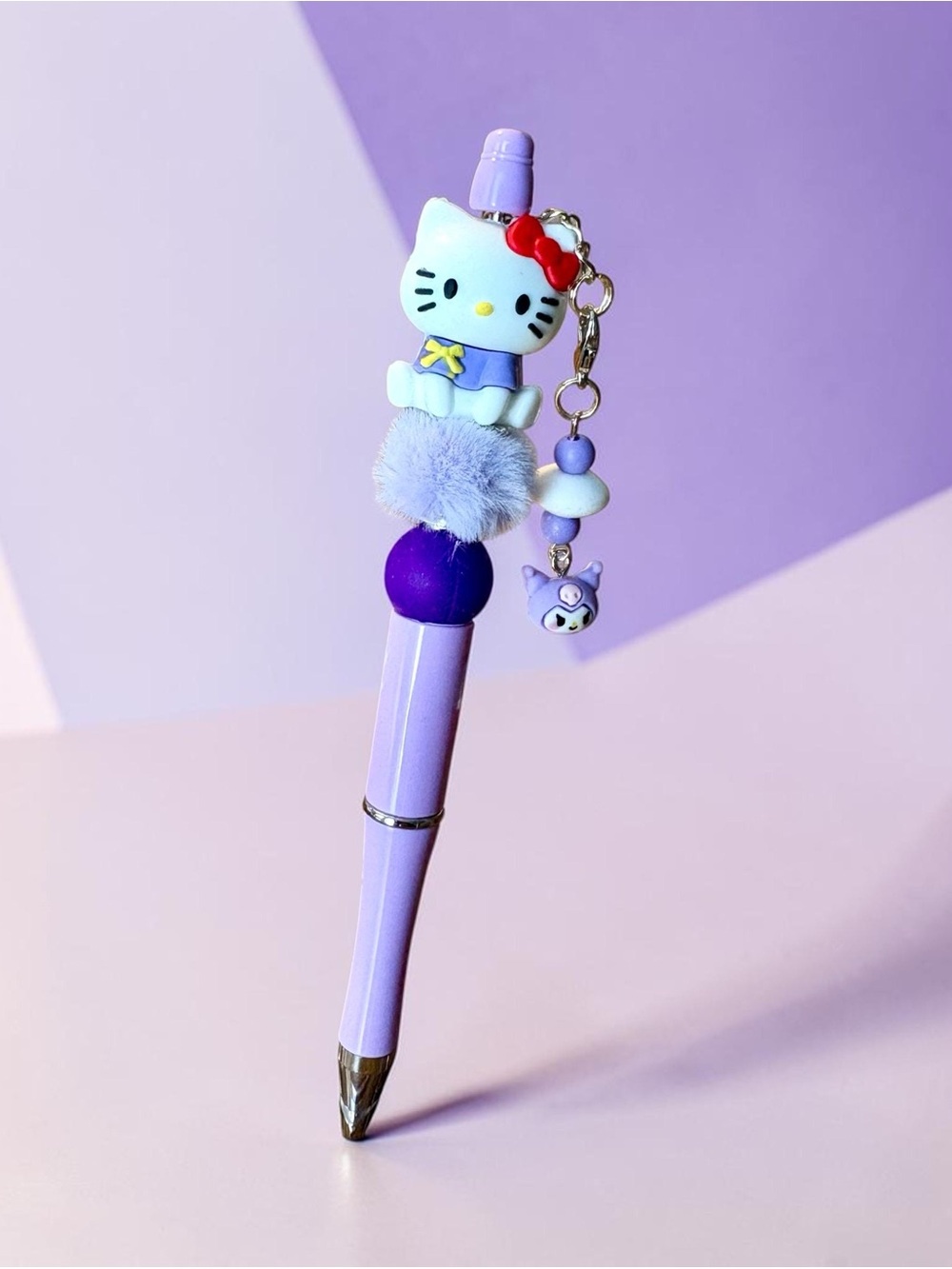 Hello Kitty Lavender and Purple Kumori Charm Pen with Pom-Pom
